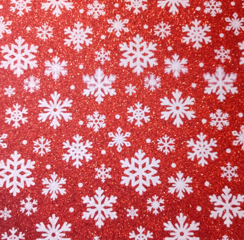 Sparkly White Snowflakes 8*12 Inch Vinyl Backing Material