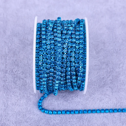 1 Yard SS6 Colorful Base, Metal Rhinestone Chain Banding - See Color Options