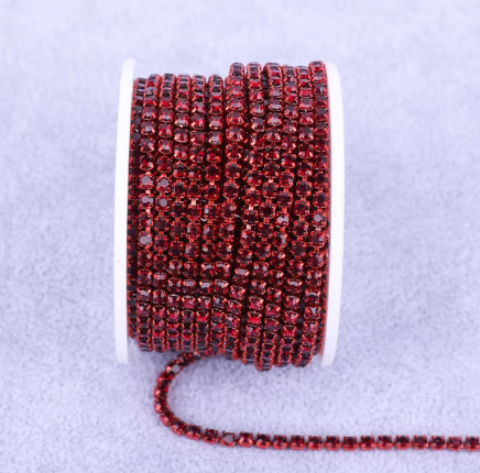 1 Yard SS6 Colorful Base, Metal Rhinestone Chain Banding - See Color Options