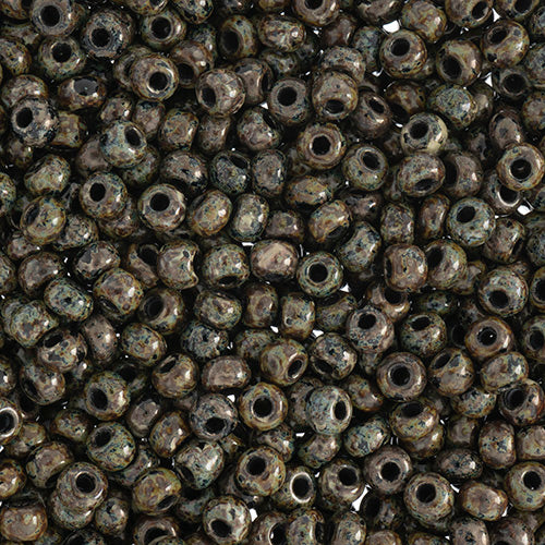 8/0 Preciosa Seed Beads Opaque Travertine on Black