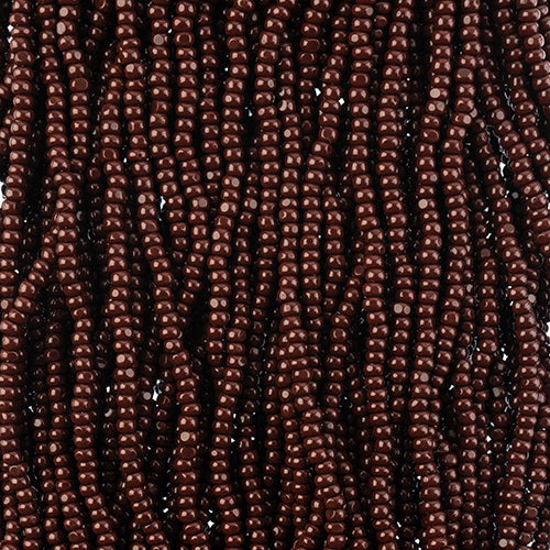 Czech Seed Bead 11/0 Charlotte Cut Opaque Dark Brown, Strung