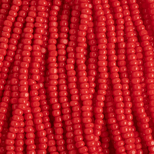 Czech Seed Bead 11/0 Charlotte Cut Opaque Medium Red, Strung
