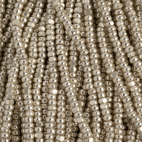 Czech Seed Bead 11/0 Charlotte Cut Metallic Silver, Strung
