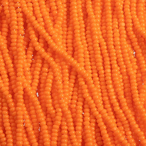Czech Seed Bead 11/0 Charlotte Cut Opaque Orange, Strung