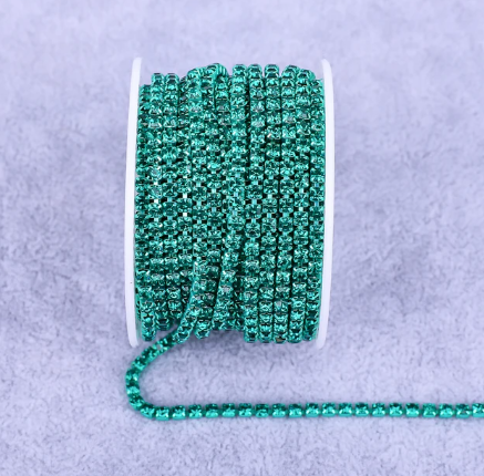 1 Yard SS6 Colorful Base, Metal Rhinestone Chain Banding - See Color Options