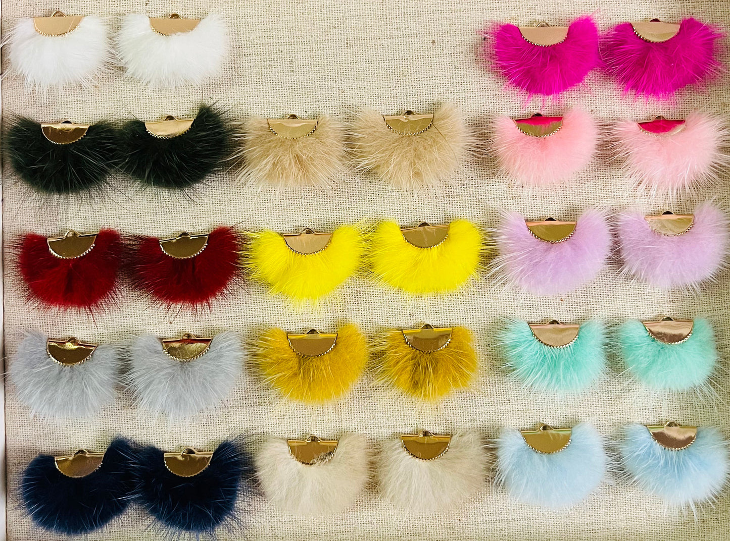 Ensemble de pompons en vison, vendu par lot de 14/paires