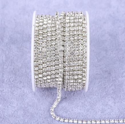 1 Yard SS6 Crystal on Metal Chain Rhinestone Banding - See Color Options