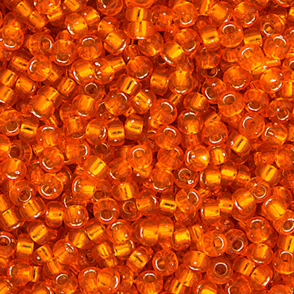 Perlas de semillas Miyuki 11/0 con revestimiento plateado anaranjado, bolsa de 22 g