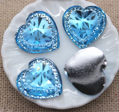 16mm Crystal Hearts, Resin, Sew On -See Color Options
