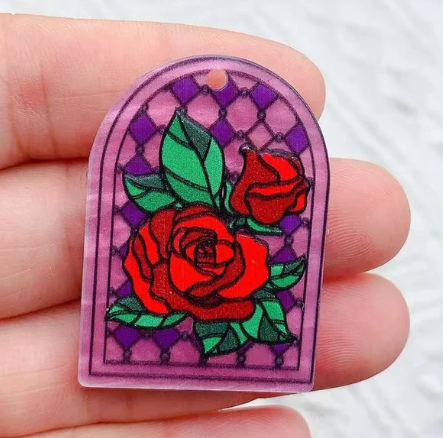 Stained Glass Flowers -37x30mm -See Color Options