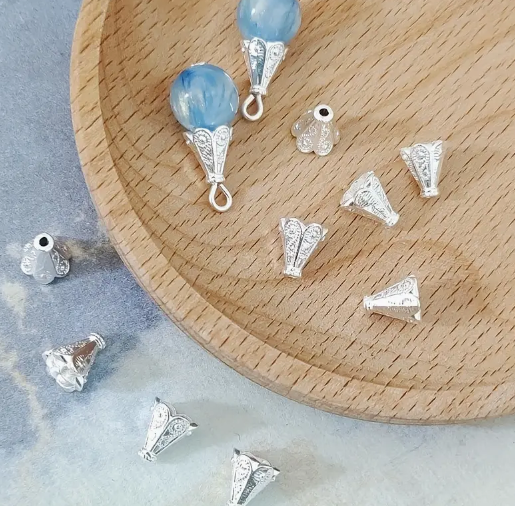 Silver Flower Bead Caps