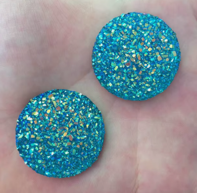 30mm Ore Round Style Flatback, Faux Druzy, Resin Gem - See Color Options