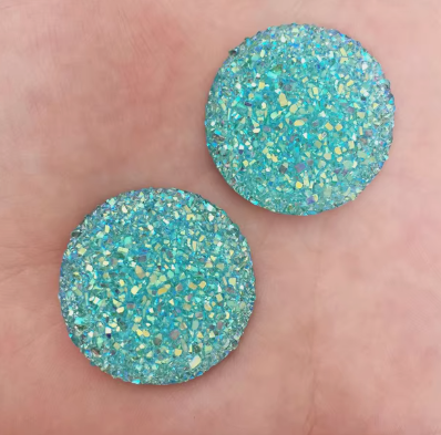 30mm Ore Round Style Flatback, Faux Druzy, Resin Gem - See Color Options