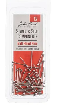 Stainless Steel Ball Head Pins 15mm 50pcs