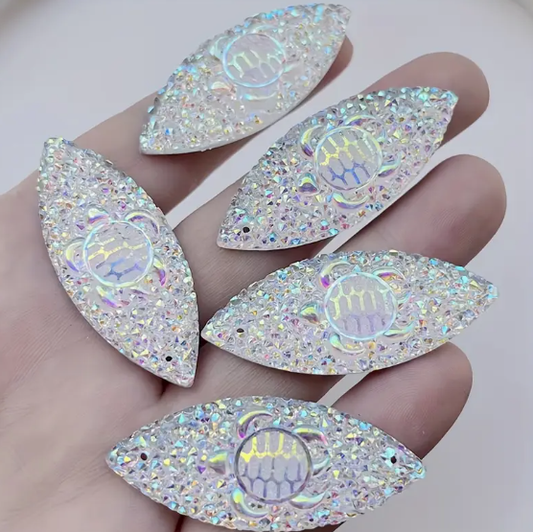 50*20 Crystal AB Turtle Navette, Resin, Sew On