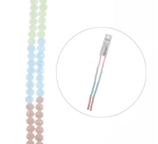 Crystal Lane Rondelle 2 Strand 7in (apx78pcs) 4x6mm Pastel Mix