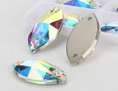15*32 Navette AAAAA Glass Crystal, Sew On Gems, Sold in Pairs - See Color Options