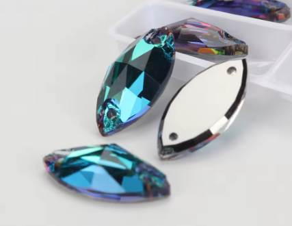 15*32 Navette AAAAA Glass Crystal, Sew On Gems, Sold in Pairs - See Color Options