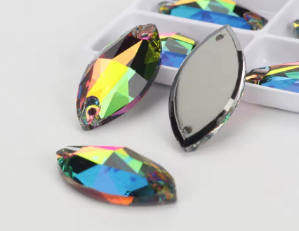 15*32 Navette AAAAA Glass Crystal, Sew On Gems, Sold in Pairs - See Color Options
