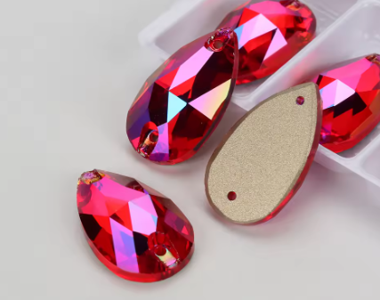 17*28mm Tear Drop AAAAA Glass Crystal, Sew On Gems, Sold in Pairs - See Color Options