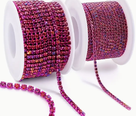 1 Yard SS6 Volcano, Metal Rhinestone Chain Banding - See Color Options