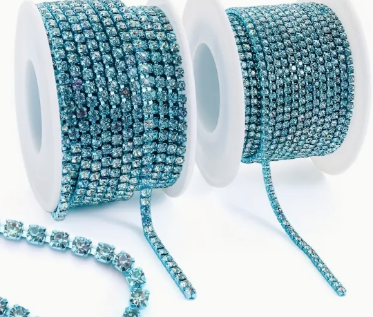 1 Yard SS6 Volcano, Metal Rhinestone Chain Banding - See Color Options