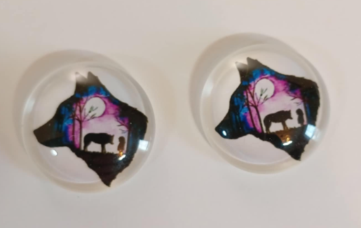20mm Animal Silhouette with Background image in Glass, Glue on - See Color Options