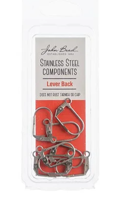 Stainless Steel Earring Lever Back, 12x17mm, 8pcs