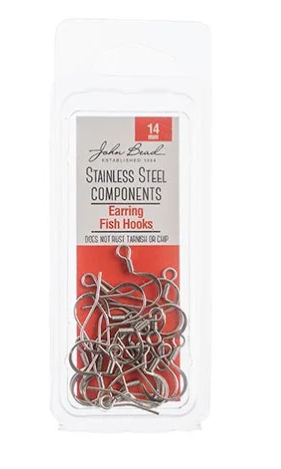 Stainless Steel Earring Fish Hook, 14mm ,20pcs