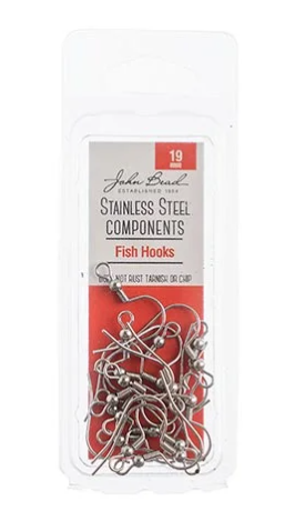 Stainless Steel Earring Fish Hook, 19mm ,10pcs
