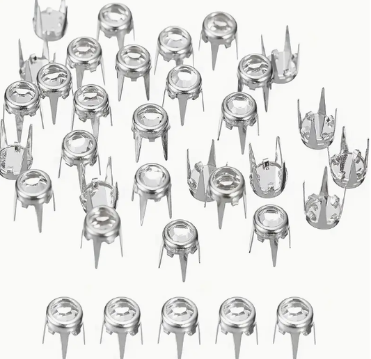 6mm White Bronze Nail Head Studs, Claw Back