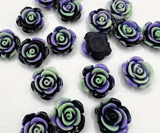 15mm Resin Rose Flower, Glue on, Glow in the Dark