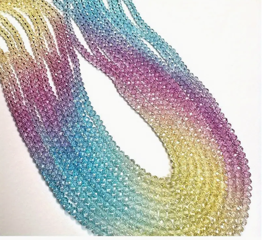 4mm Rainbow Austrian Crystal Rondelle, Strand, Approx. 120 Beads