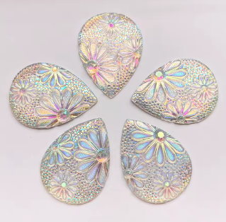 28*38mm Resin Flowered Teardrop