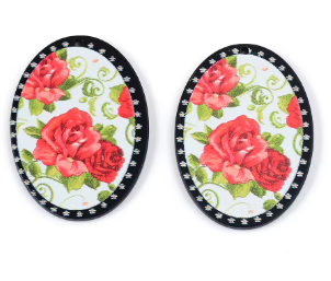 20*30mm Acrylic Textured Flower Oval - See Color Options
