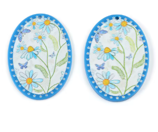 20*30mm Acrylic Textured Flower Oval - See Color Options