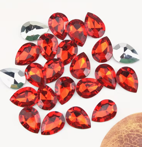 13*18mm Acrylic Teardrop Gem, Glue On