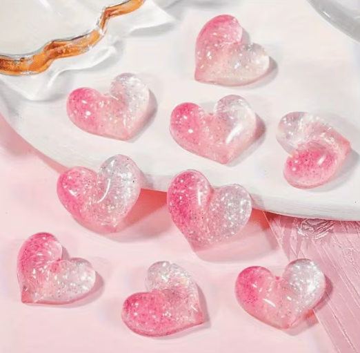 16*20 Resin Glitter Heart, Glue On