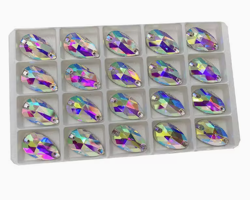13*18mm AB Glass Gem, Sew On