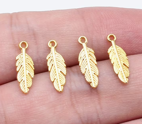 5*15mm Alloy Feather Charm