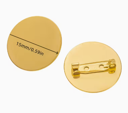 15mm Stainless Steel Pin Blanks - See Color Options