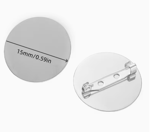 15mm Stainless Steel Pin Blanks - See Color Options