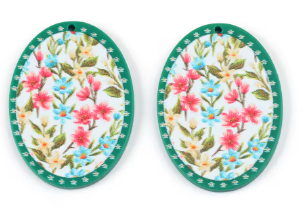 20*30mm Acrylic Textured Flower Oval - See Color Options