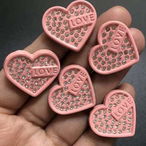 22mm Rhinestone Encrusted Heart, Glue-on