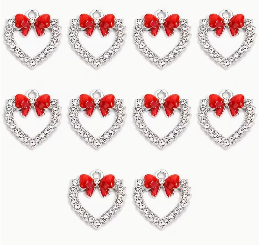 18*17mm Bow Heart Charms - See Color Options