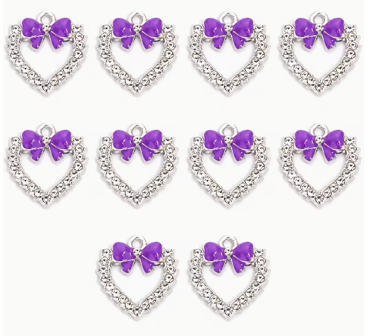 18*17mm Bow Heart Charms - See Color Options