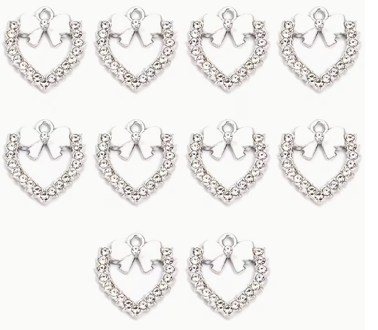 18*17mm Bow Heart Charms - See Color Options