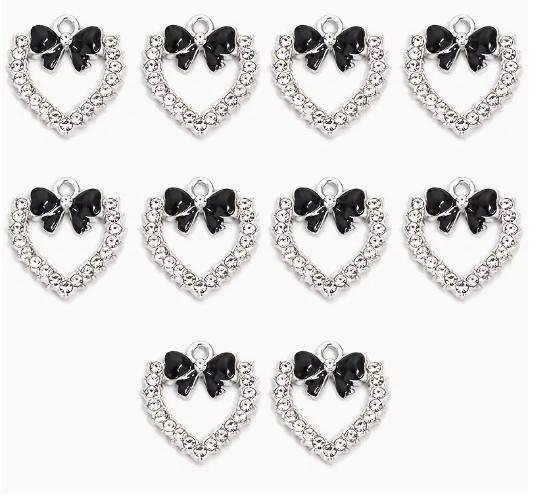 18*17mm Bow Heart Charms - See Color Options