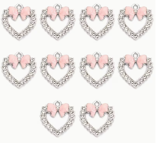18*17mm Bow Heart Charms - See Color Options