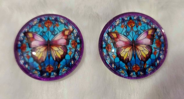 25mm Stained Glass Style Cabochon, Glass, Glue-on - See Color Options